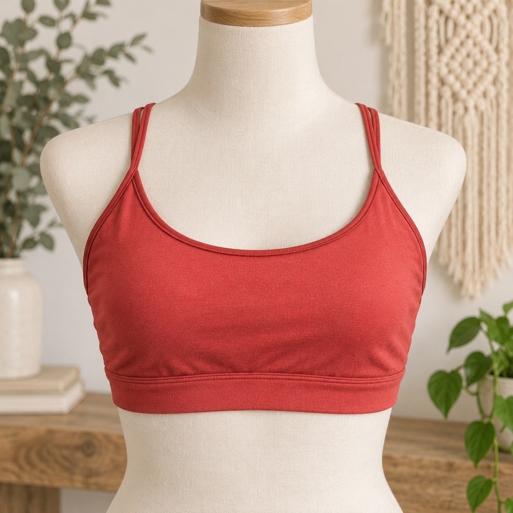Gilly Hicks Womens XS Red Strappy Back Sports Bra Activewear Scoop Neck XS